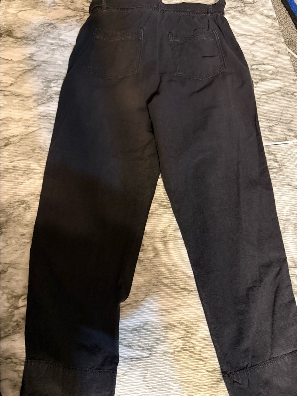 Anthropologie Black Cotton Belted High Rise Tapered Trouser Womens Pants Size XS - Picture 10 of 10